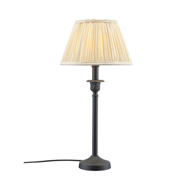 Klasyczna czarna lampa stołowa z abażurem Florita